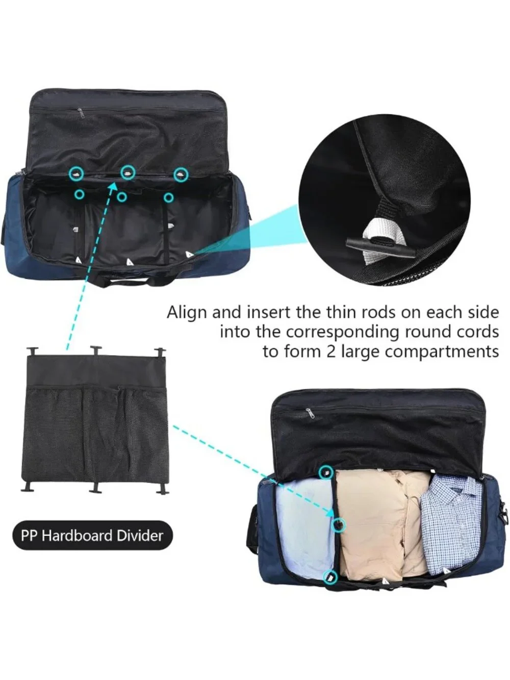 Expandable 110L-140L Soft-Sided Rolling Duffle Bag with Wheels & Organizer Pouch
